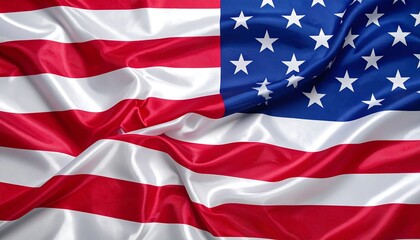 Close-up of an American flag with vibrant colors and flowing fabric