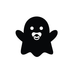Baby ghost with pacifier icon black