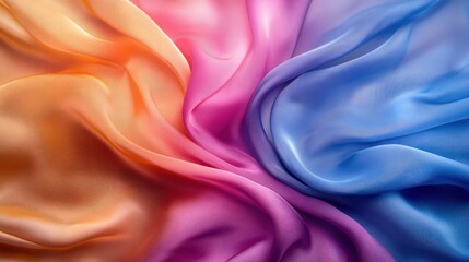 Obraz premium Vibrant gradient silk fabric folds