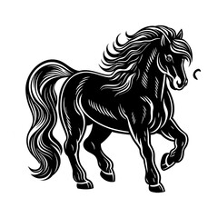 Obraz premium Stylized Black Horse Galloping on White Background
