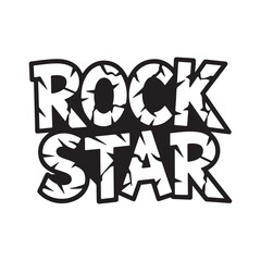 Rock Star Retro Typography tshirt Design, Bold Groovy Lettering in Vintage Style, Creative Music T-shirt Text Illustration Outline silhouette 