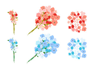 ポップな赤い花束と青い花束のセット | お祝い・感謝・記念日のイラスト素材