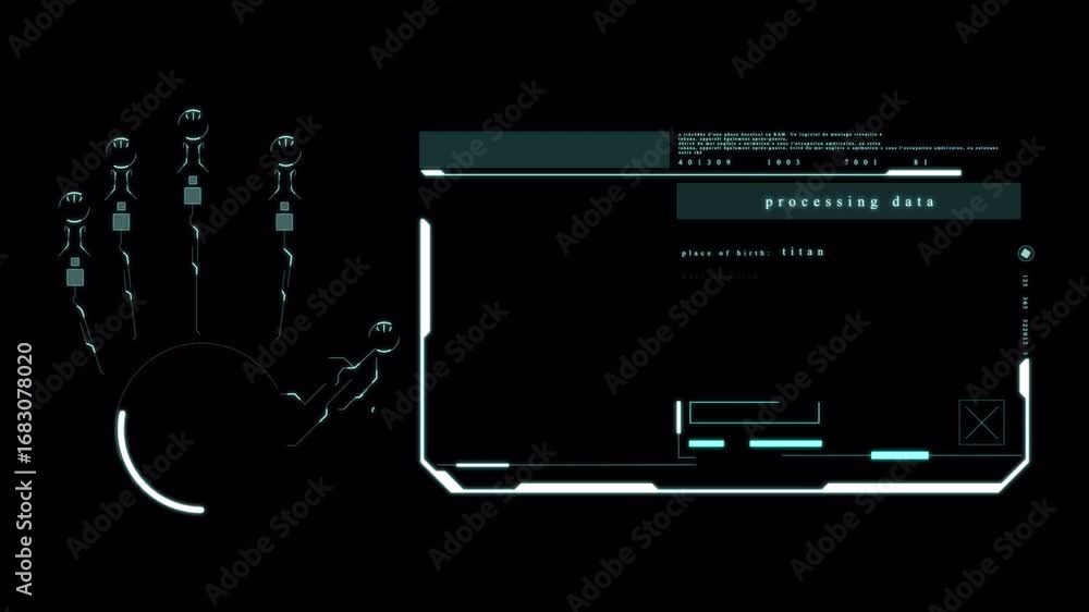 Aufkleber futuristic hud interface animation with glowing elements on black background