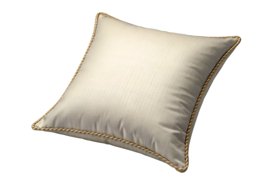 Cozy Comfort: This image features a fluffy, cream-colored pillow. A perfect addition to your bedroom or living room. The pillow has an elegant design, adding a touch of sophistication to any space.