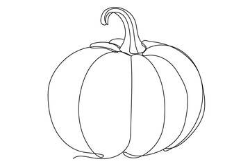 Line Art Pumpkin. Happy Halloween Holiday Greeting Card Element. Autumn Thanksgiving Party Mascot Contour. Seasonal Vegetable Food Icon. One Continuous Outline Drawing Modern Design. Halloween Decor