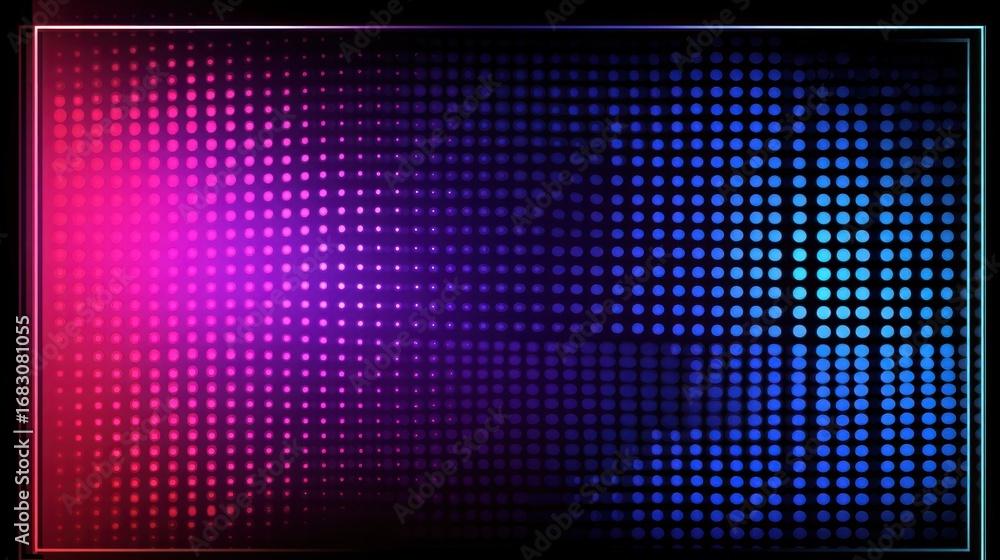Aufkleber abstract digital artwork featuring a gradient of pink and blue dots arranged in a grid pattern, encl