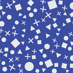 Background design with game console symbol pattern. Icons triangle, circle, cross and square. Game controller