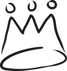 Stylized black line art depicting a three-peaked crown or abstract group symbol with a rough, hand-drawn aesthetic.
