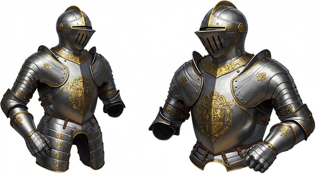 輝く鎧 精緻な装飾 中世の騎士 威風堂々 (Kagayaku yoroi seichina soukoku chuusei no kishi ifuudou dou) Translation: Shining armor, delicate decoration, medieval knight, majestic.. AI Generated