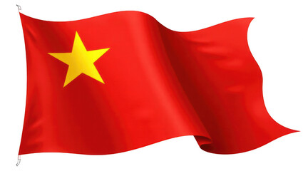 Vietnamese flag waving with red background and yellow star  