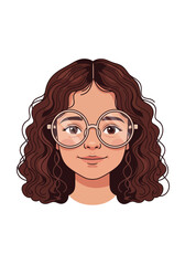 Headshot of a smiling girl with round eyeglasses