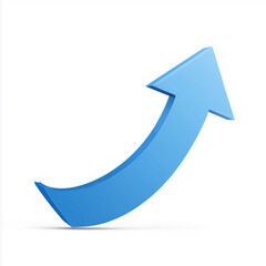 blue curved arrow, 3d icon isolated on transparent background, Clipart png