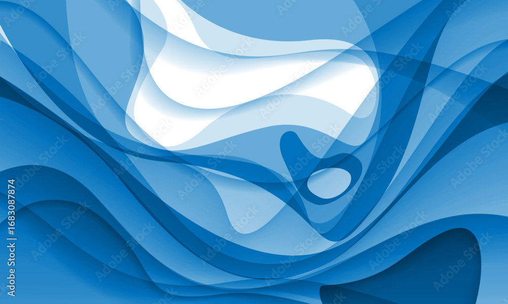 Poster abstract blue curve paper cut style overlap background vector