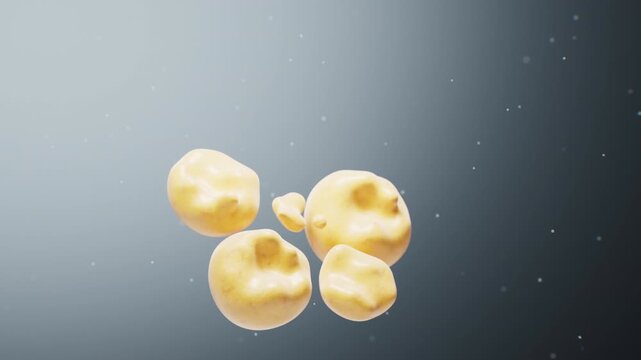 Breaking down of fat cells structure, 3d rendering.