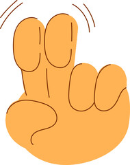 Obraz premium Stylized hand making a peace or victory sign with two fingers, indicating movement.