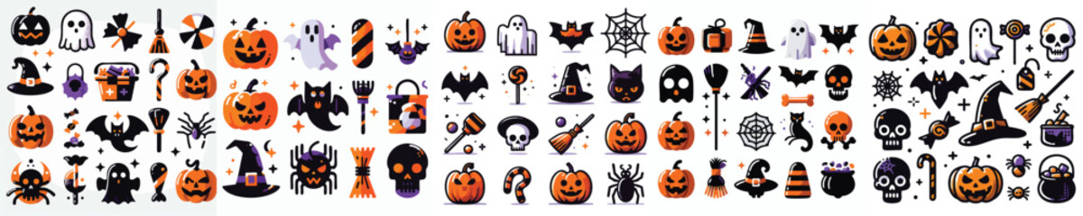 Halloween Spooky Cute Vector Icon Collection