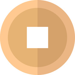 A simple, stylized illustration of a tan coin with a white square in the center.