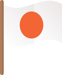Illustration of the Japanese flag featuring a white background and a central red sun.