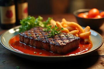 Ribeye steak, food photography, red, deliciousness