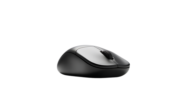 Sleek modern computer mouse captured in studio lighting for technology and design concepts
