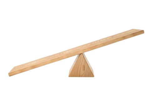 A wooden seesaw toy isolated on transparent background
