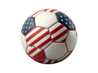 A soccer ball with the american flag design isolated on transparent background