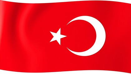 Obraz premium A national flag displays a white crescent moon and star against a vibrant red background.