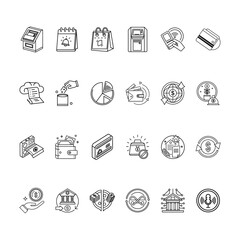 Collection of Finance Icons for Business and Investment, Streamlined Financial Icons for Web Design and Mobile Applications