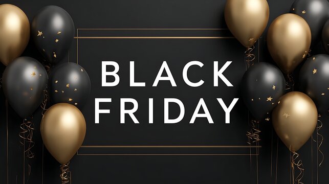 Black friday sale deals and offers on balloons and decorations for shopping and promotional events
