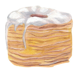 Cronut Trendy dessert hand-painted illustration Food clipart as png file with transparent background