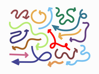 Set of colorful hand-drawn arrows