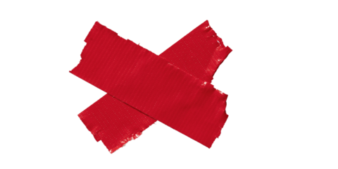 set of red torn wrinkled tape isolated transparent png background,design template or mockup.crumpled black tape