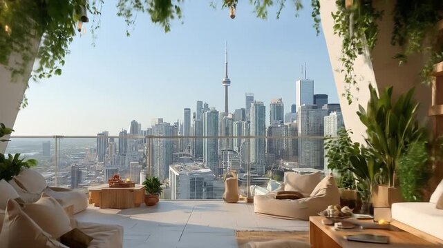 Urban lounge highrise view