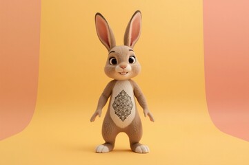 Cute cartoon bunny studio shot, pastel background