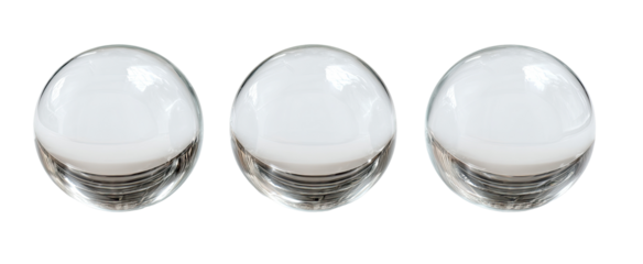 Three clear, round, white orbs (1)