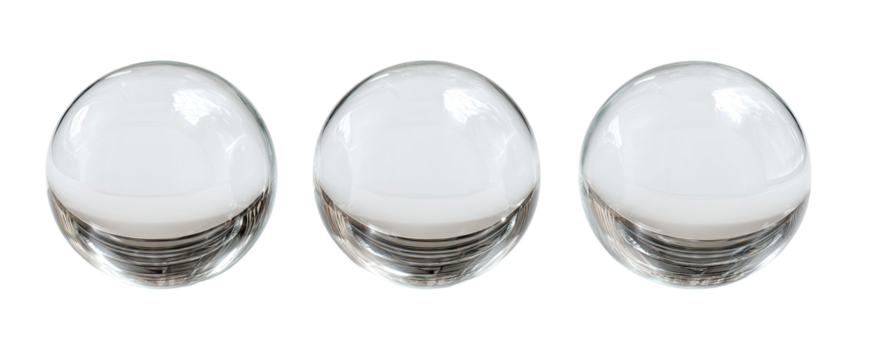 Three clear, round, white orbs (1)