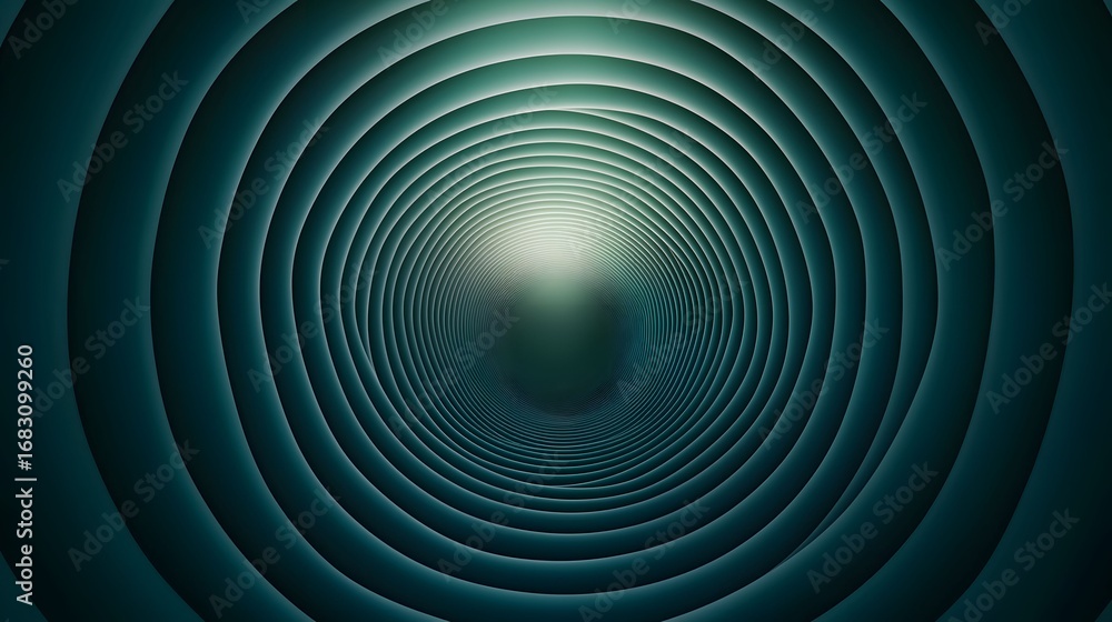 Poster this image features a captivating abstract design with concentric teal-colored circles that create a