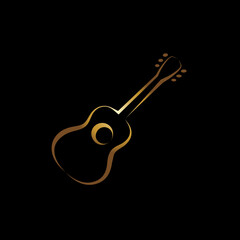 Guitar logo design. Illustration of a guitar logo design on a dark background
