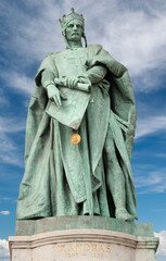 BUDAPEST, HUNGARY - SEPTEMBER 22, 2012: The statue of Andrew II as a part of The Millennium Monument by Károly Senyei  (1912).