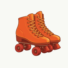 Retro roller skates with four wheels in vector style. Brown and red vintage design, perfect for posters, logos, nostalgic illustrations, fashion graphics and stylish retro projects.