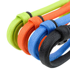 Vibrant colorful rope straps in a row for glasses or accessories