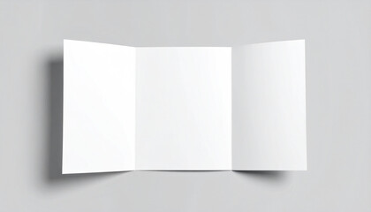Clean, unfolded white tri-fold paper brochure mockup with empty panels and copy space for business advertising