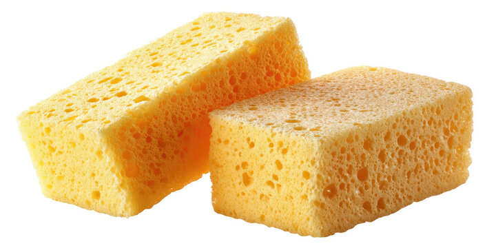 Two rectangular blocks of yellow porous sponge