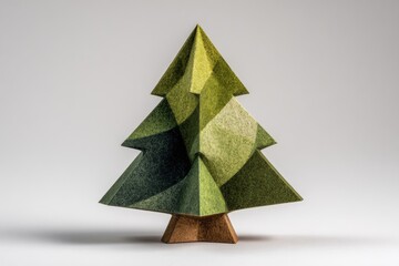 Abstract Christmas tree, layered felt, vibrant green and muted olive tones