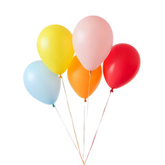 a beautiful colorful bunch of balloons isolated on a transparent background