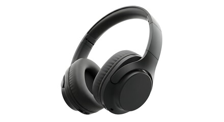 Black overear headphones isolated on white background