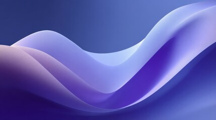 Abstract flowing waves of soft purple and deep blue colors create a smooth, elegant, and modern background for design projects