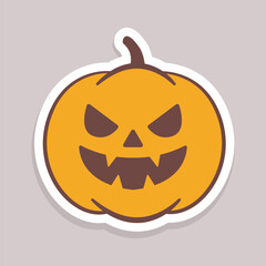 Spooky Halloween pumpkin sticker with menacing grin