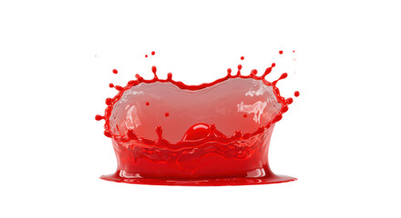 Vibrant red fluid burst, frozen precisely in motion with glossy textures, on a transparent-to-light-grey studio backdrop, concept of breakthrough and disruption