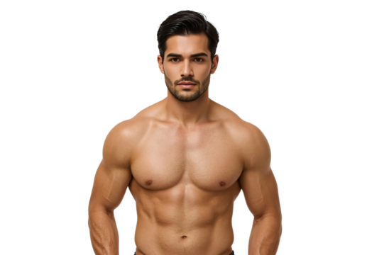 Muscular man posing, studio shot, strong, fitness